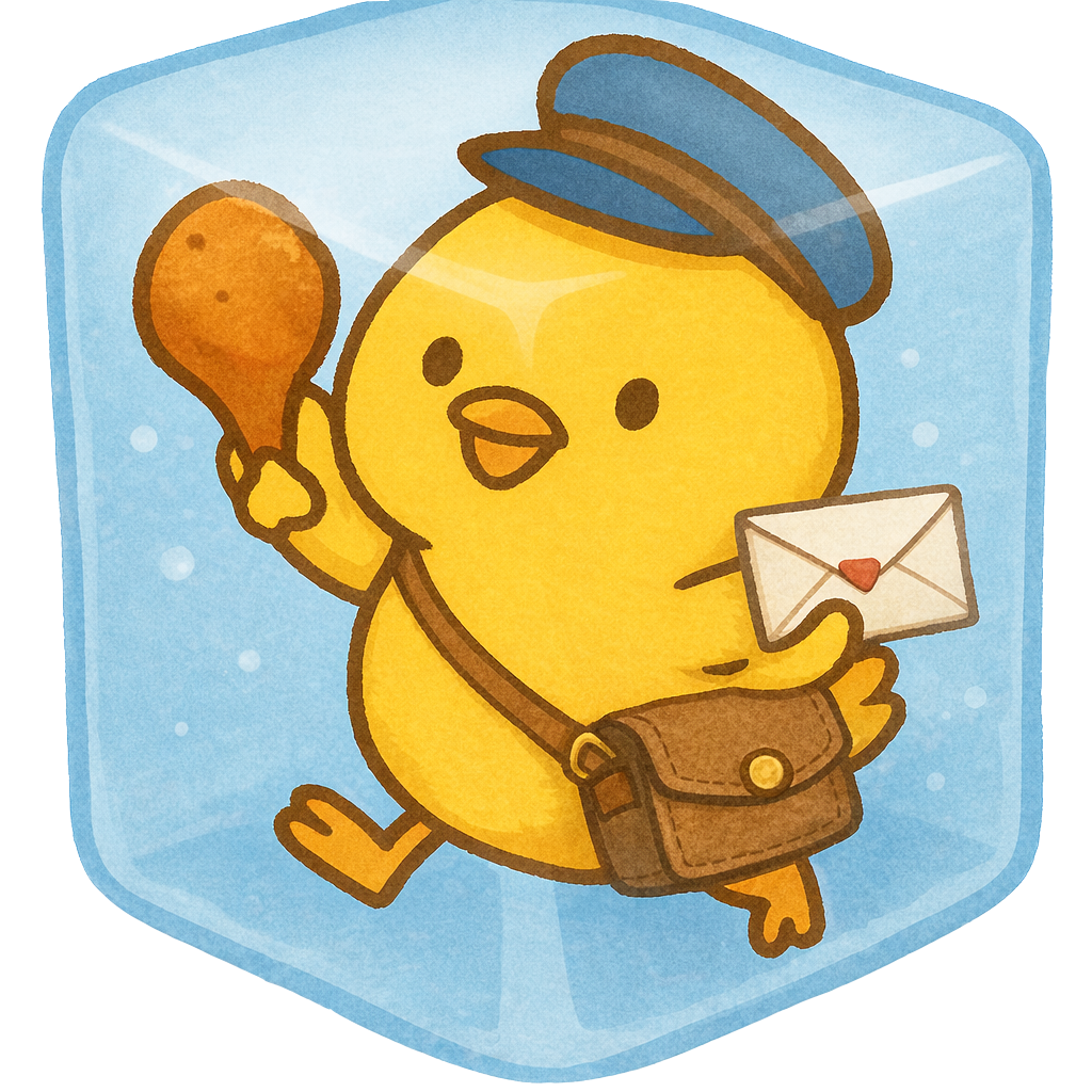 Chicken delivering a letter